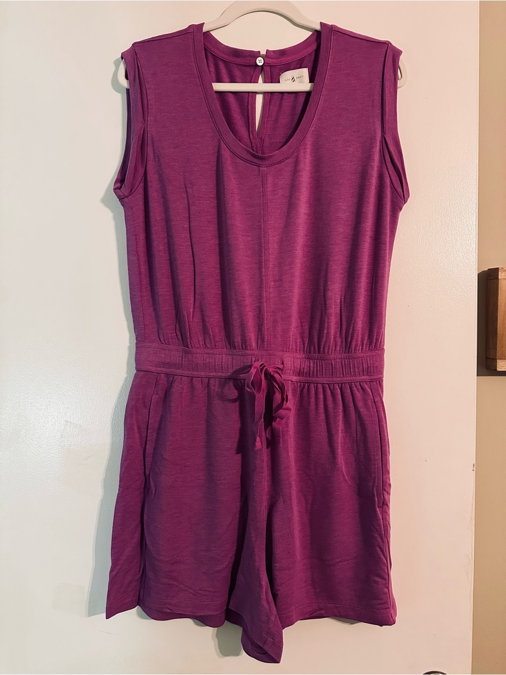 LOFT Lou & Grey Drawstring Fuchsia Romper with Pockets M So Soft & Comfy! - Picture 2 of 11